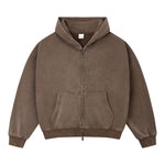 Vintage Relaxed Drop‑Shoulder Zip‑Up Hoodie