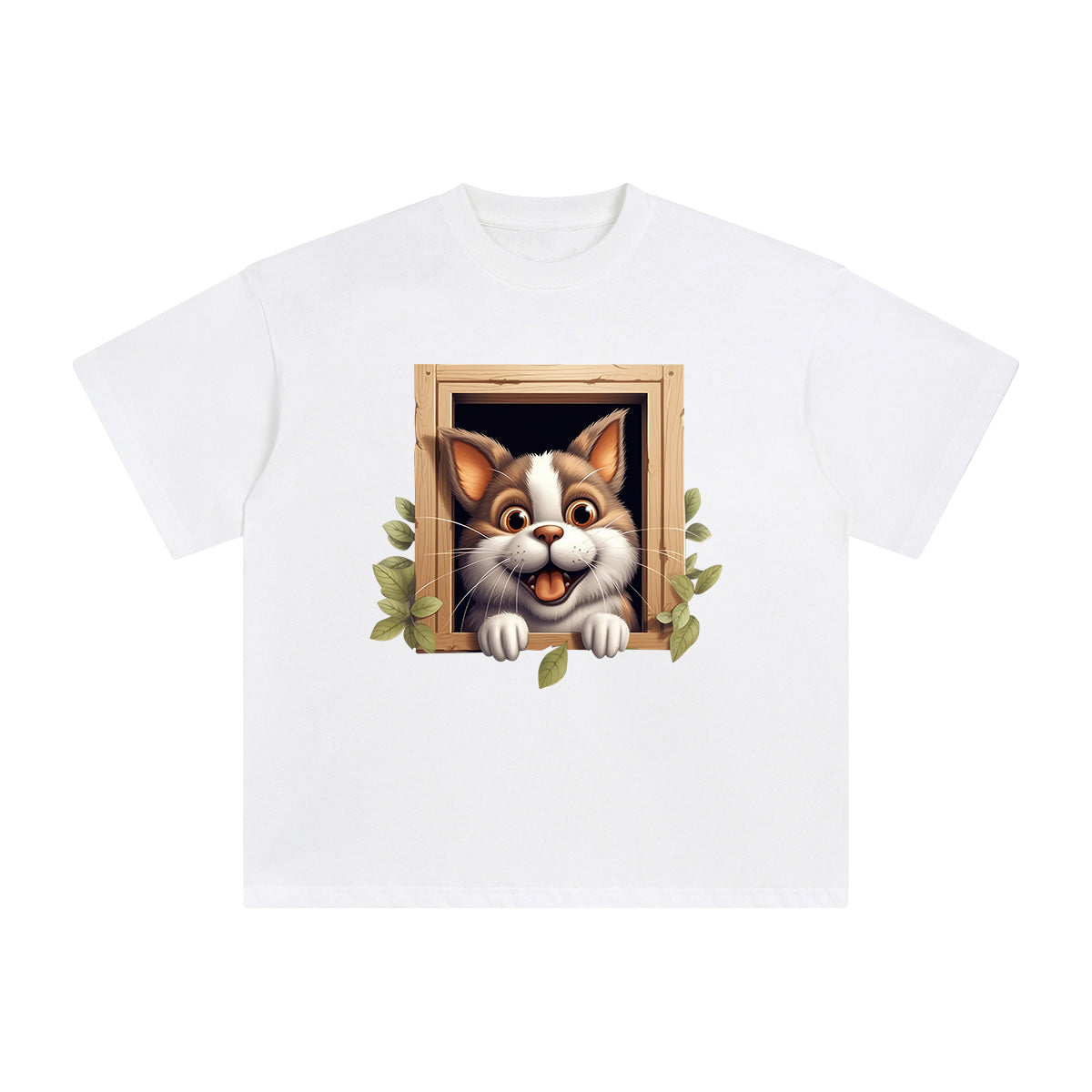 Cat Outside The Window Graphic Tee-INNBLAC Fashion Apparel