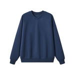 Drop‑Shoulder Spliced Cutaway Small V‑Neck Composite Crew Neck Sweatshirt