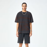 Stripe Tie-Dye Distressed Edge Tee 7.5oz