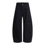 Pantalones de algodón con pierna ancha y color liso