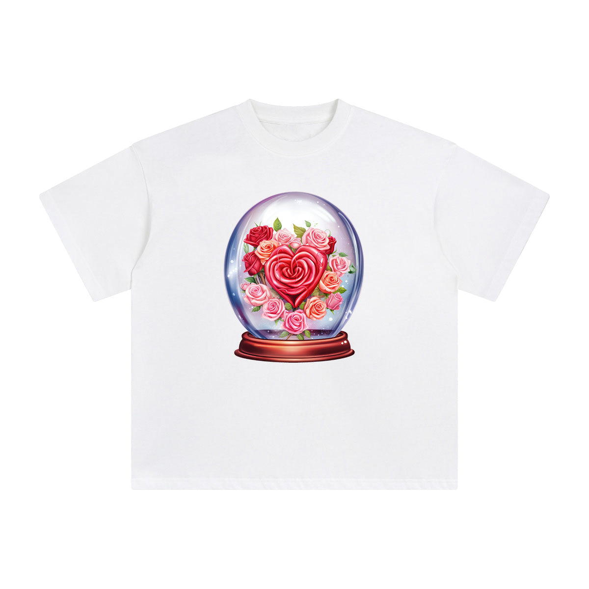Valentine Roses Globe Graphic Tee-INNBLAC Fashion Apparel