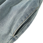 Falda vaquera con bordado de perlas y lavado vintage