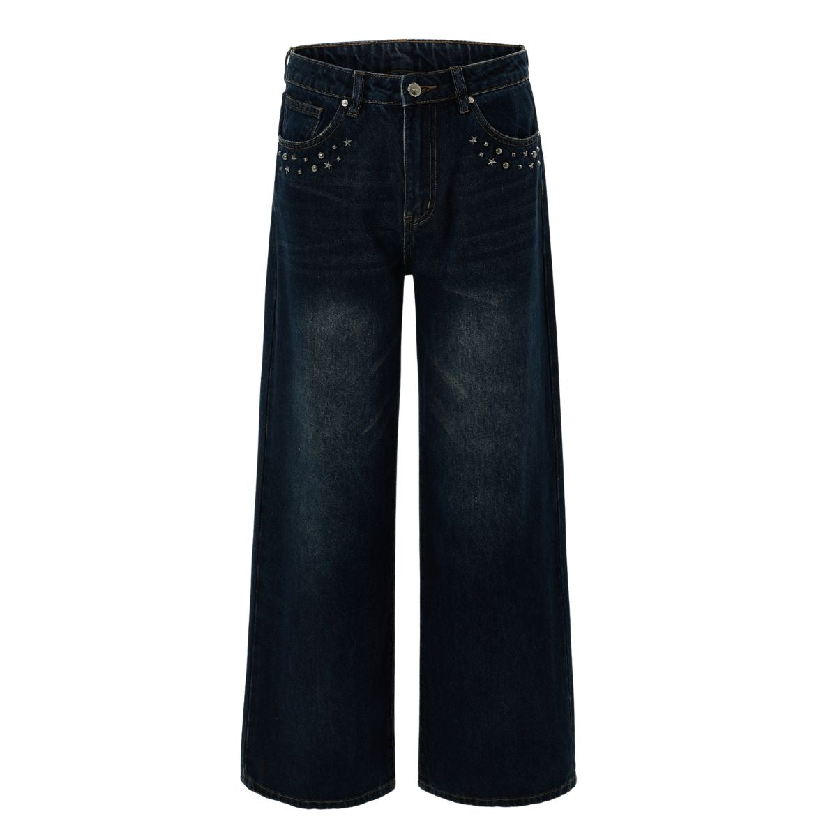 Vintage Studded Wide Leg Jeans