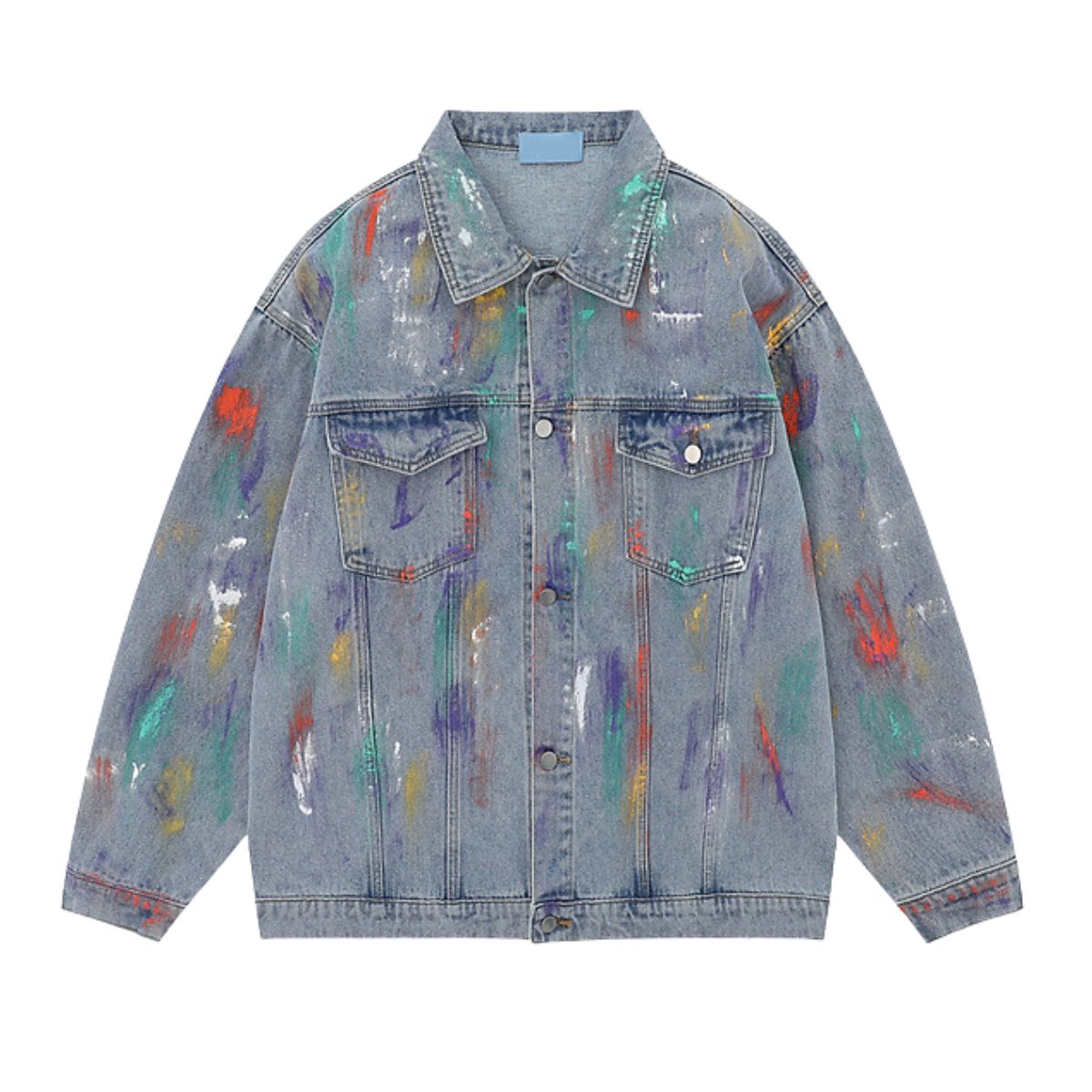 Colorful Tie-dye Vintage Loose Denim Jacket