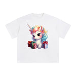 Pastel Christmas Baby Unicorn Graphic Tee-INNBLAC Fashion Apparel