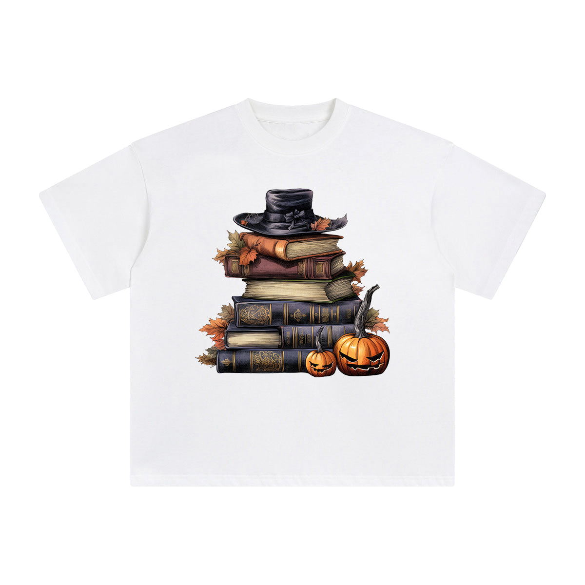 Halloween Book & Hat Graphic Tee-INNBLAC Fashion Apparel