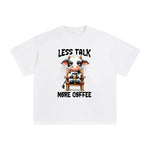 Cow Drinking Coffee Graphic Tee-INNBLAC Fashion Apparel