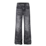 Vintage Washed Black Flared Denim Jeans