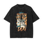 Cute Puppy Stone Wash Graphic Tee-INNBLAC Fashion Apparel
