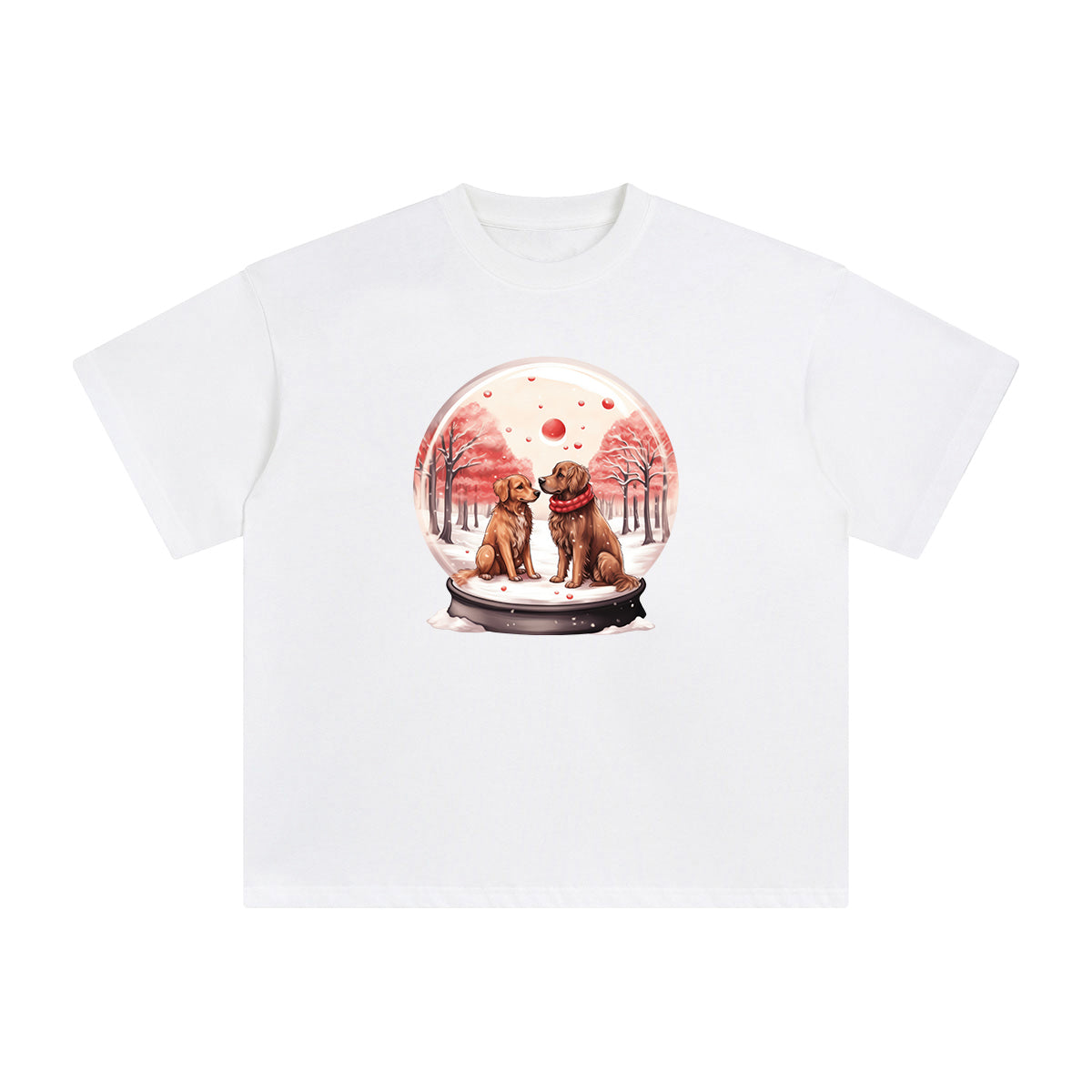 Valentine Dogs Globe Graphic Tee-INNBLAC Fashion Apparel