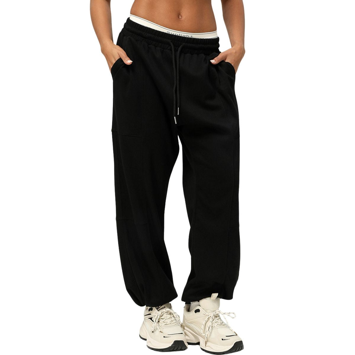 Women's Solid Baggy-Fit Joggers
