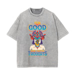 Feeling Good Grow Positive Thoughts Washed Tee-INNBLAC Fashion Apparel