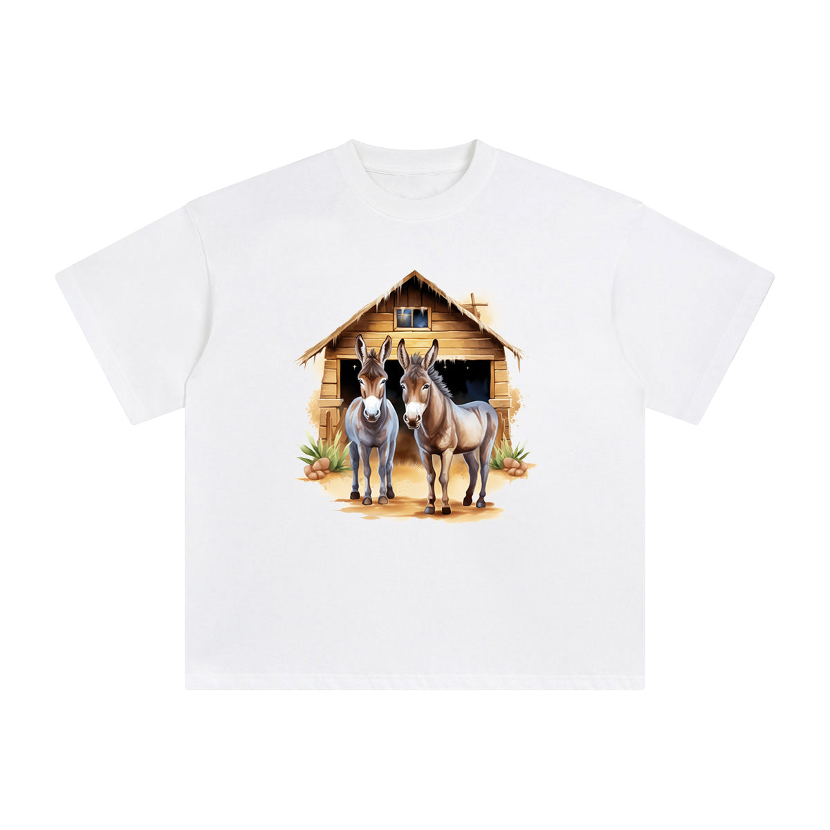 Couple Donkey In Small House Graphic Tee-INNBLAC Fashion Apparel