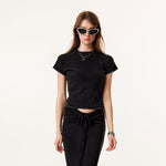Crew Neck Ribbed Crop T Shirt 8oz