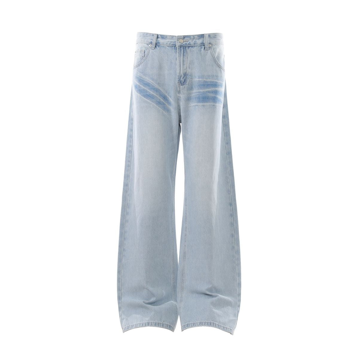 Washed Lightning Pattern Wide Flare Jeans