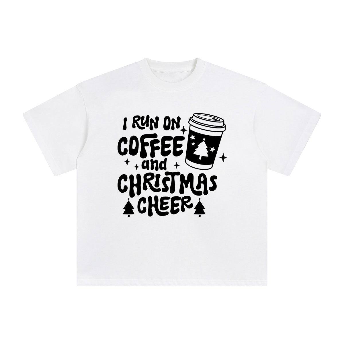 I Run On Coffee And Christmas Cheer Graphic Tee-INNBLAC Fashion Apparel