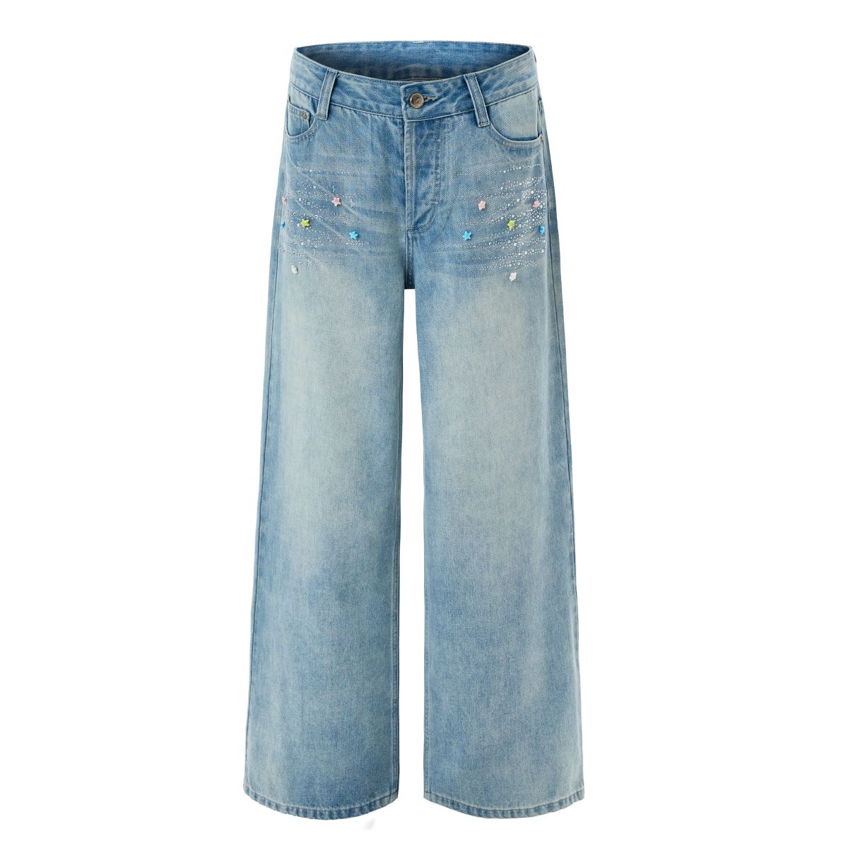 Vintage Star Embellished Wide Leg Jeans