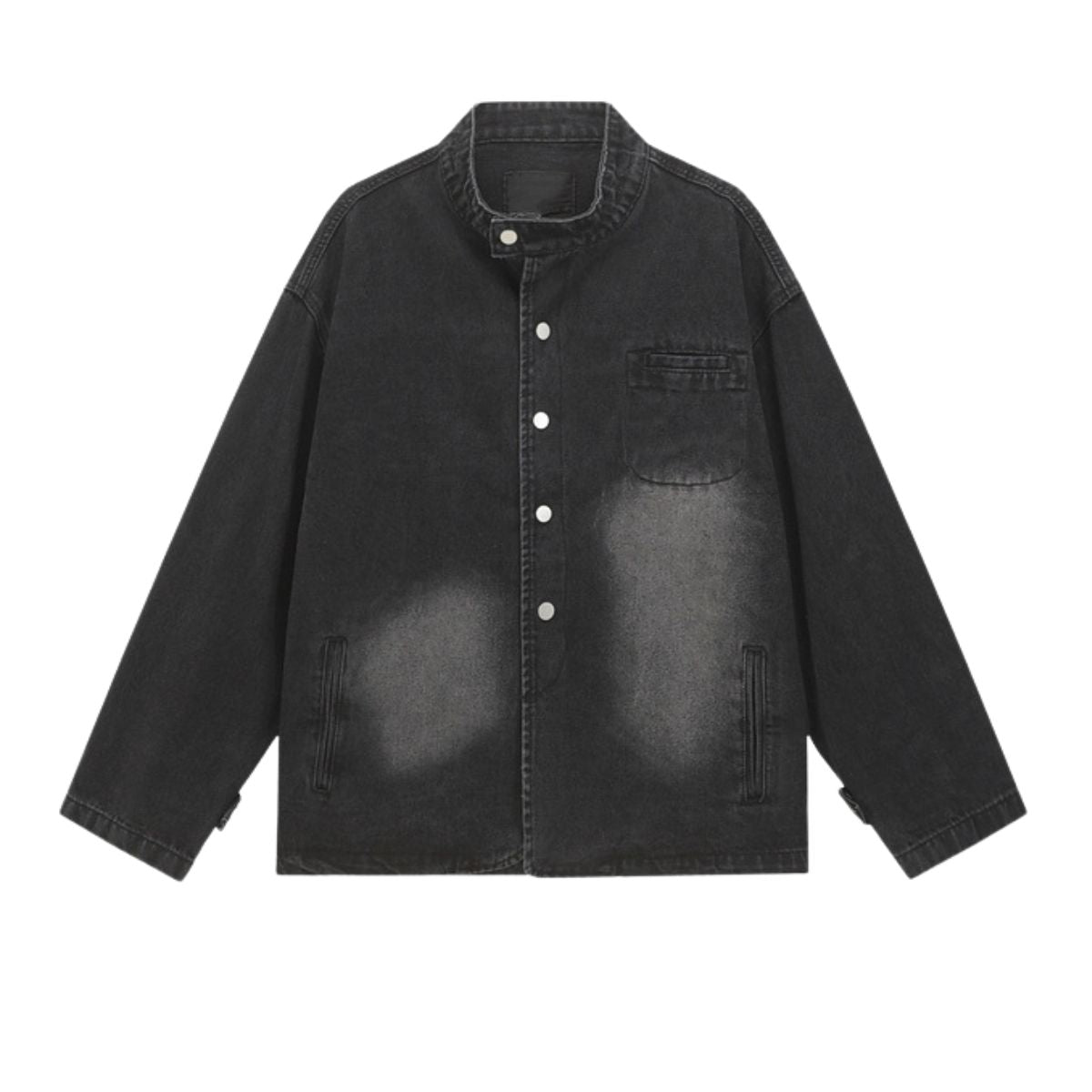 Heavy Washed Distressed Retro Simple Casual Denim Jacket