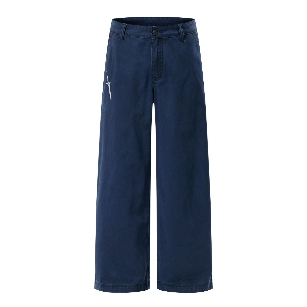 Straight‑Leg Casual Pants With Sword Embroidery
