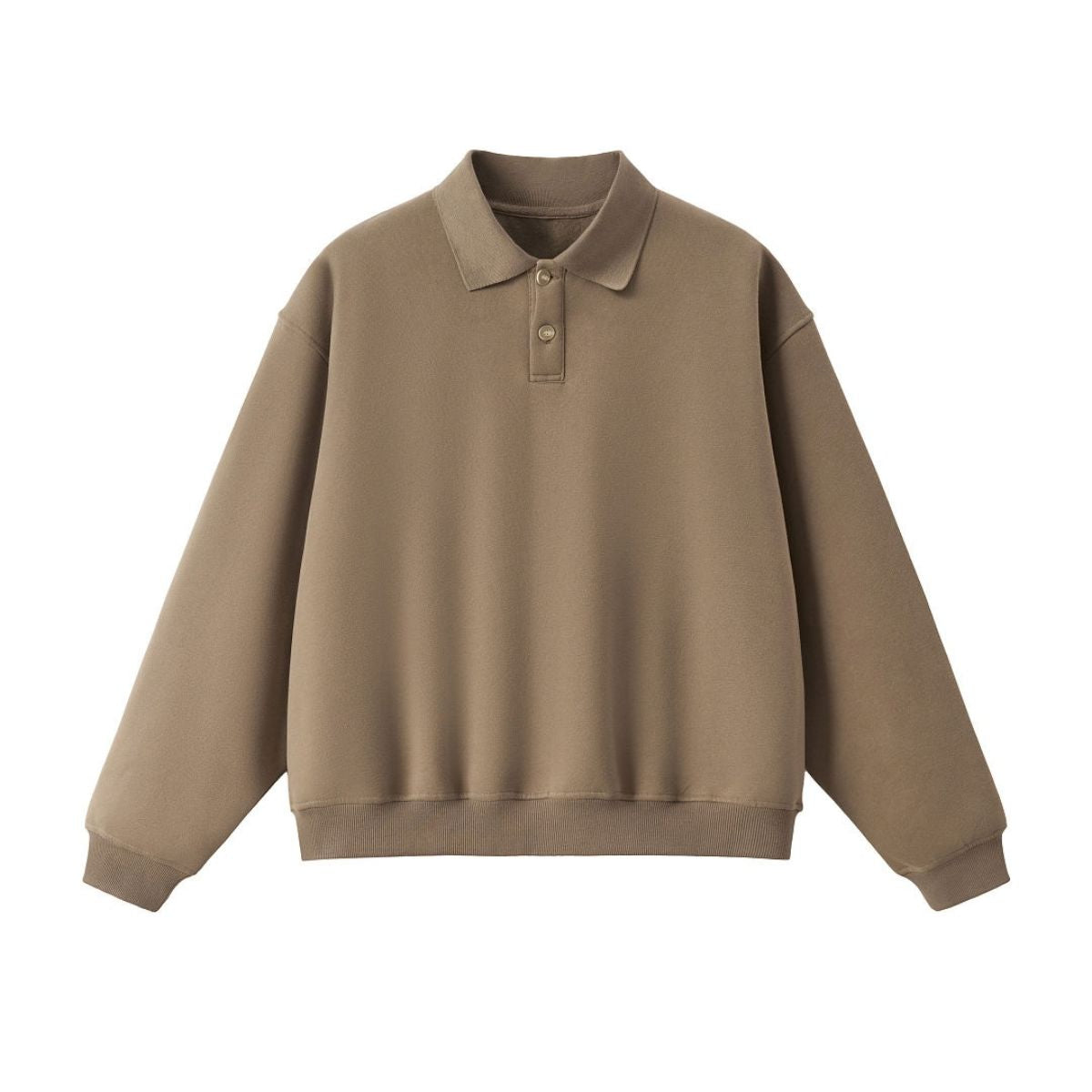 Old Money Cropped Polo Collar Fleece Sweatshirt