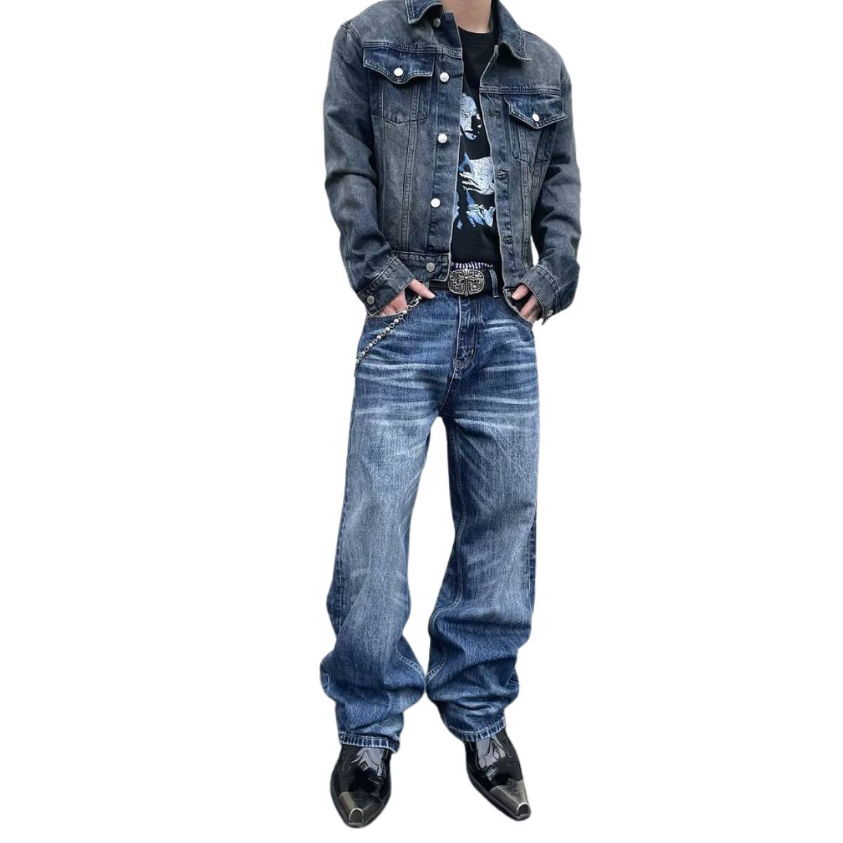 Retro Sandwashed Straight Leg Denim Jeans