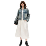 Vintage Washed Cropped Denim Trucker Jacket