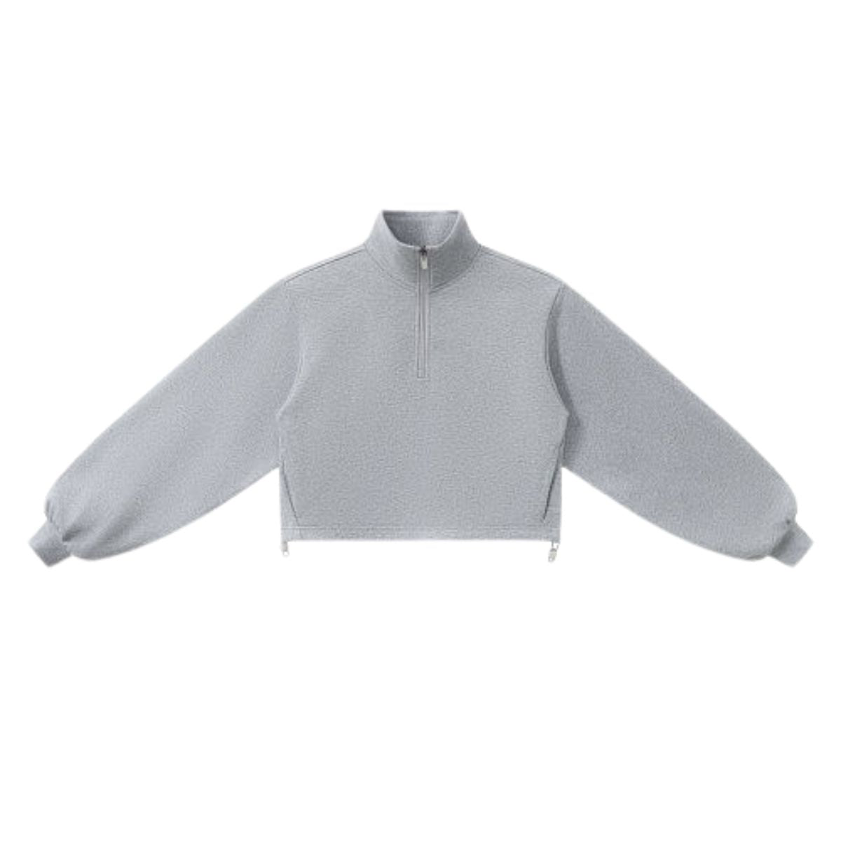 Preppy Style Half‑Zip Sport Sweatshirt With Adjustable Drawstring Hem