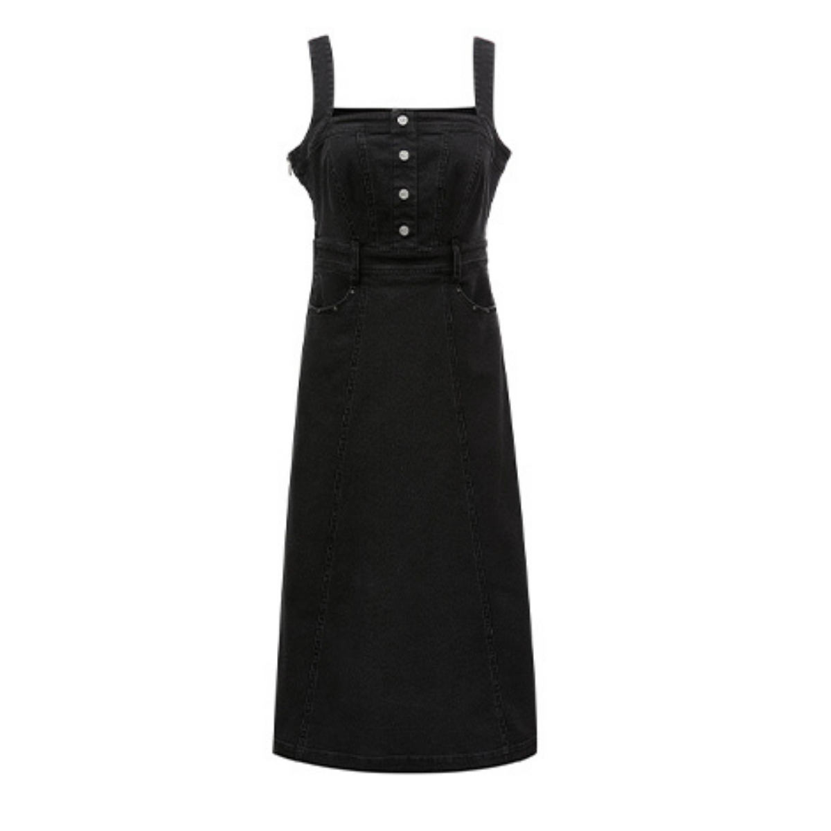 Women's Strappy Denim Midi Dress