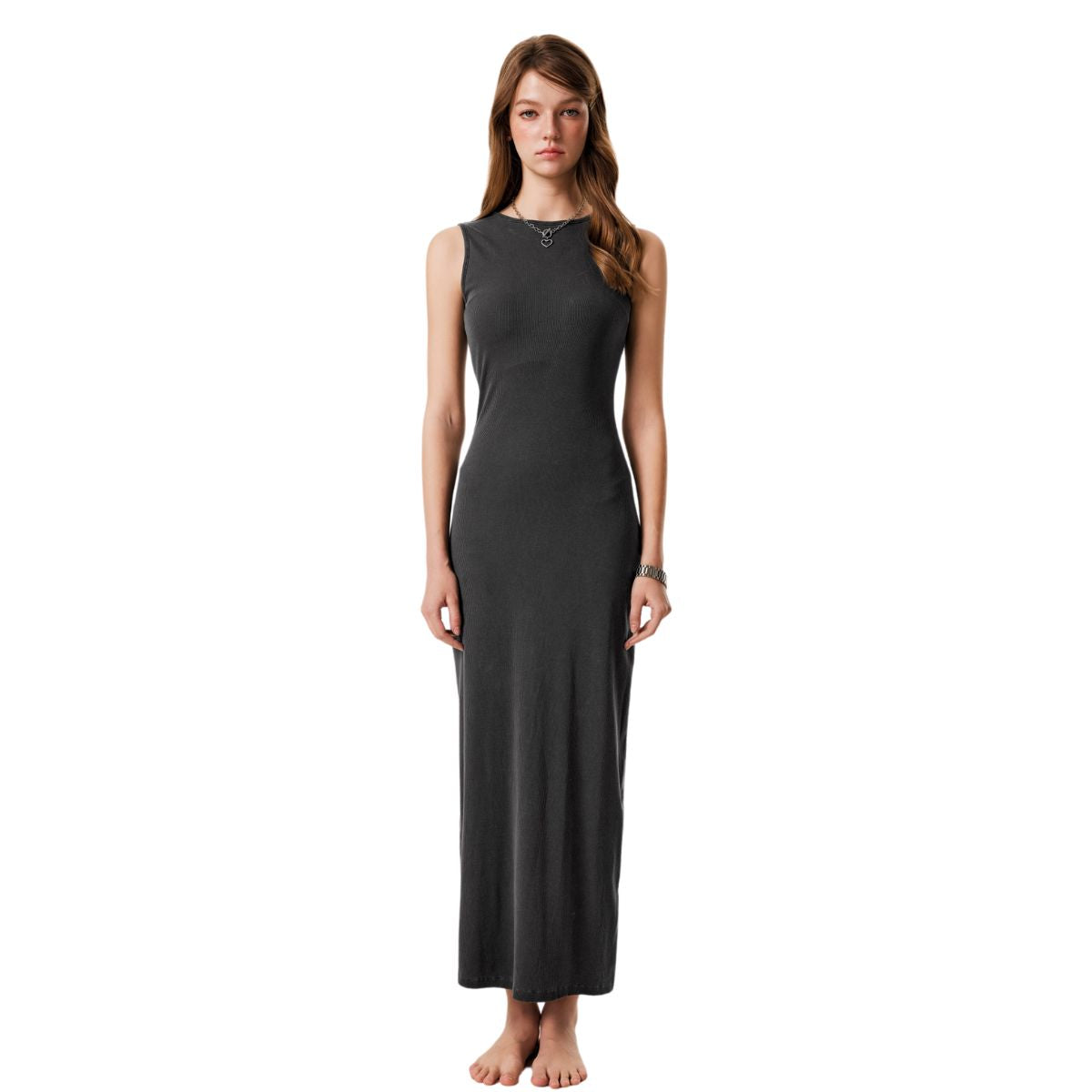 Sleeveless Washed Ribbed Maxi Dress