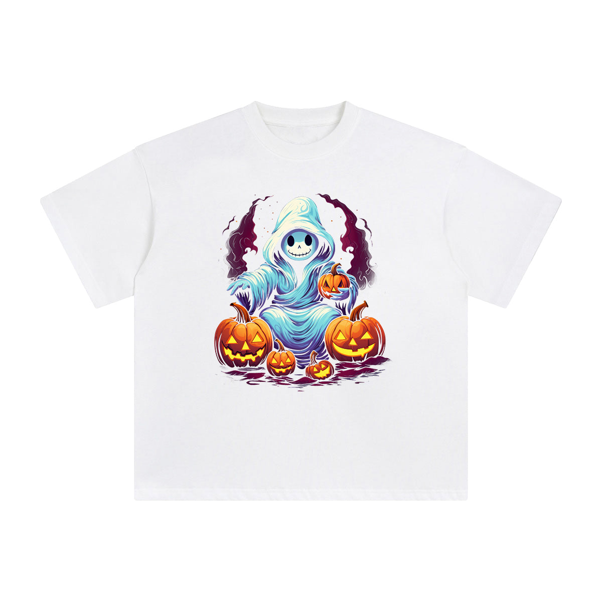 Halloween Ghost & Pumpkin Graphic Tee-INNBLAC Fashion Apparel