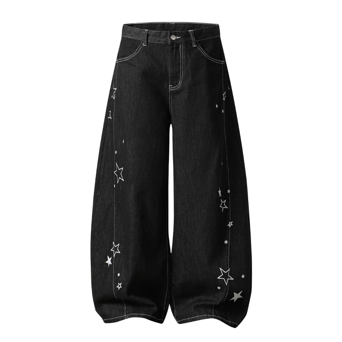 Y2K Star Mesh Layered Spliced Lace Baggy Wide-Leg Jeans