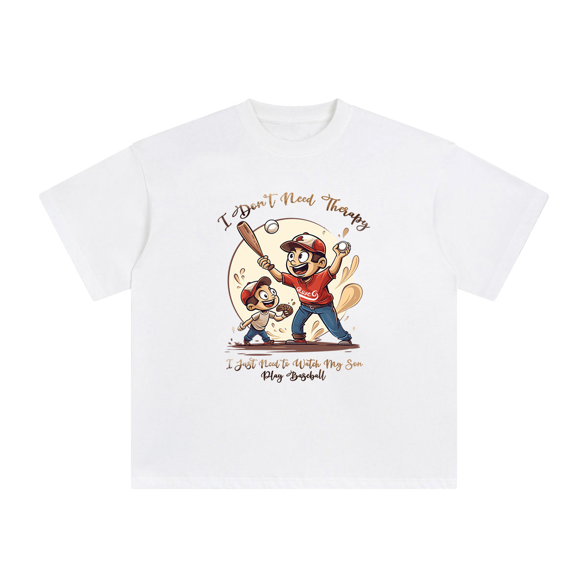 Dad & Son Playing Baseball Graphic Tee-INNBLAC Fashion Apparel
