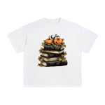 Halloween Book & Pumpkin Graphic Tee-INNBLAC Fashion Apparel