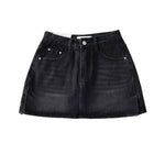 Washed Whisker Denim Mini Skort