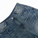 Bermudas de mezclilla lavada de pierna ancha