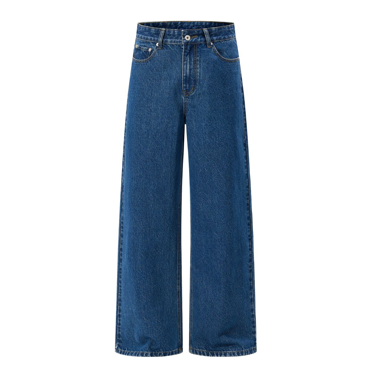 Old Money Style Dark Blue Straight‑Leg Vintage Denim Jeans