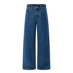 Old Money Style Dark Blue Straight‑Leg Vintage Denim Jeans