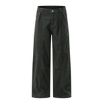 Relaxed Fit Seam Accent Wide‑Leg Trousers