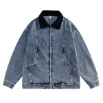 Retro Washed Color-Contrast Denim Jacket
