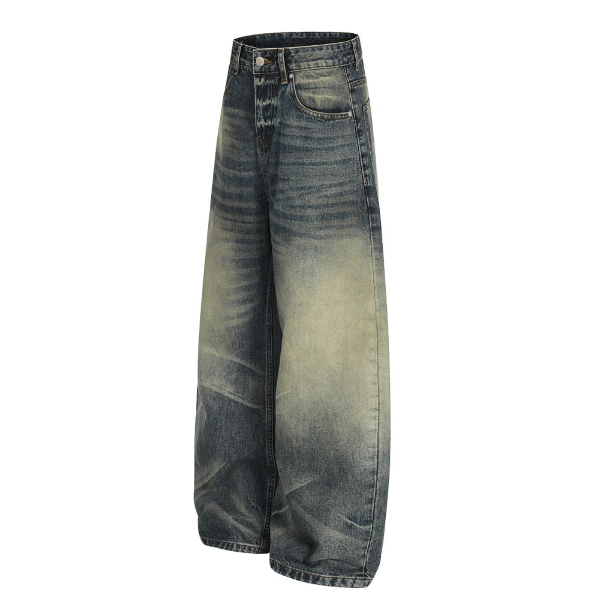 Men's Loose Denim Pants Washed Distressed Vintage Street