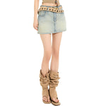 Light Wash A-Line Denim Mini Skirt