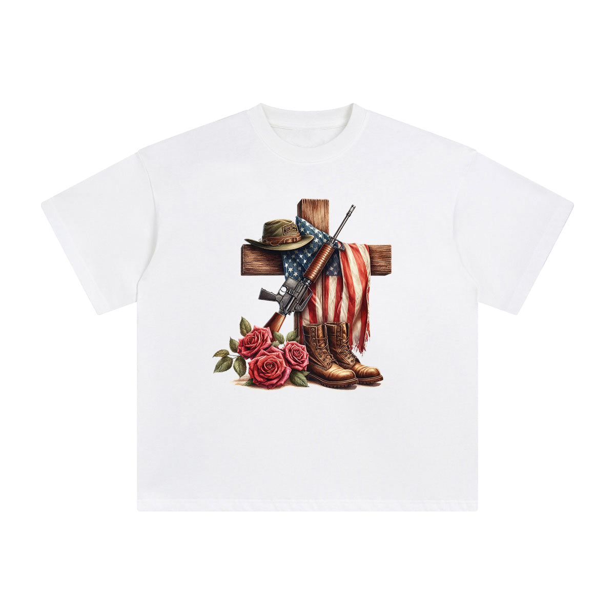 Memorial Day Cross Graphic Tee-INNBLAC Fashion Apparel