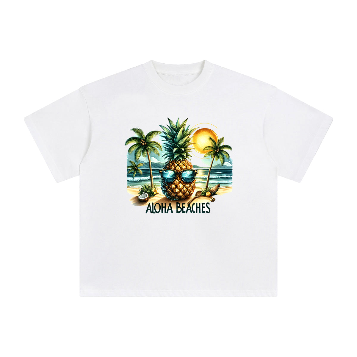 Pineapple Wearing Sunglasses Graphic Tee-INNBLAC Fashion Apparel