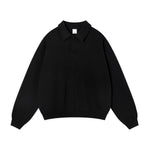 Quiet Luxury Melange Half-Placket Polo Sweatshirt