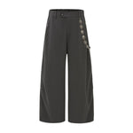 Basic Striped Metal Hook Relaxed Ins Trousers