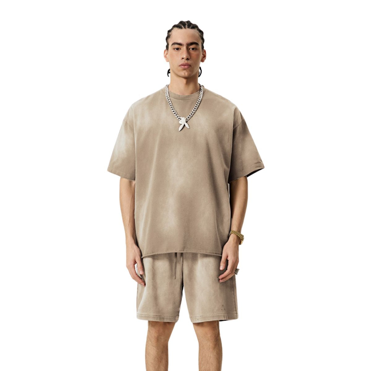 Raw Hem Painted Baggy T Shirt 8.55oz