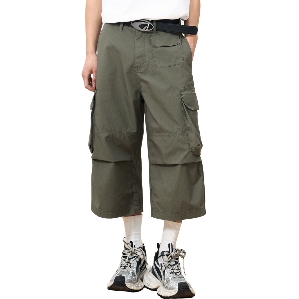 Straight Leg Cargo Cropped Pants