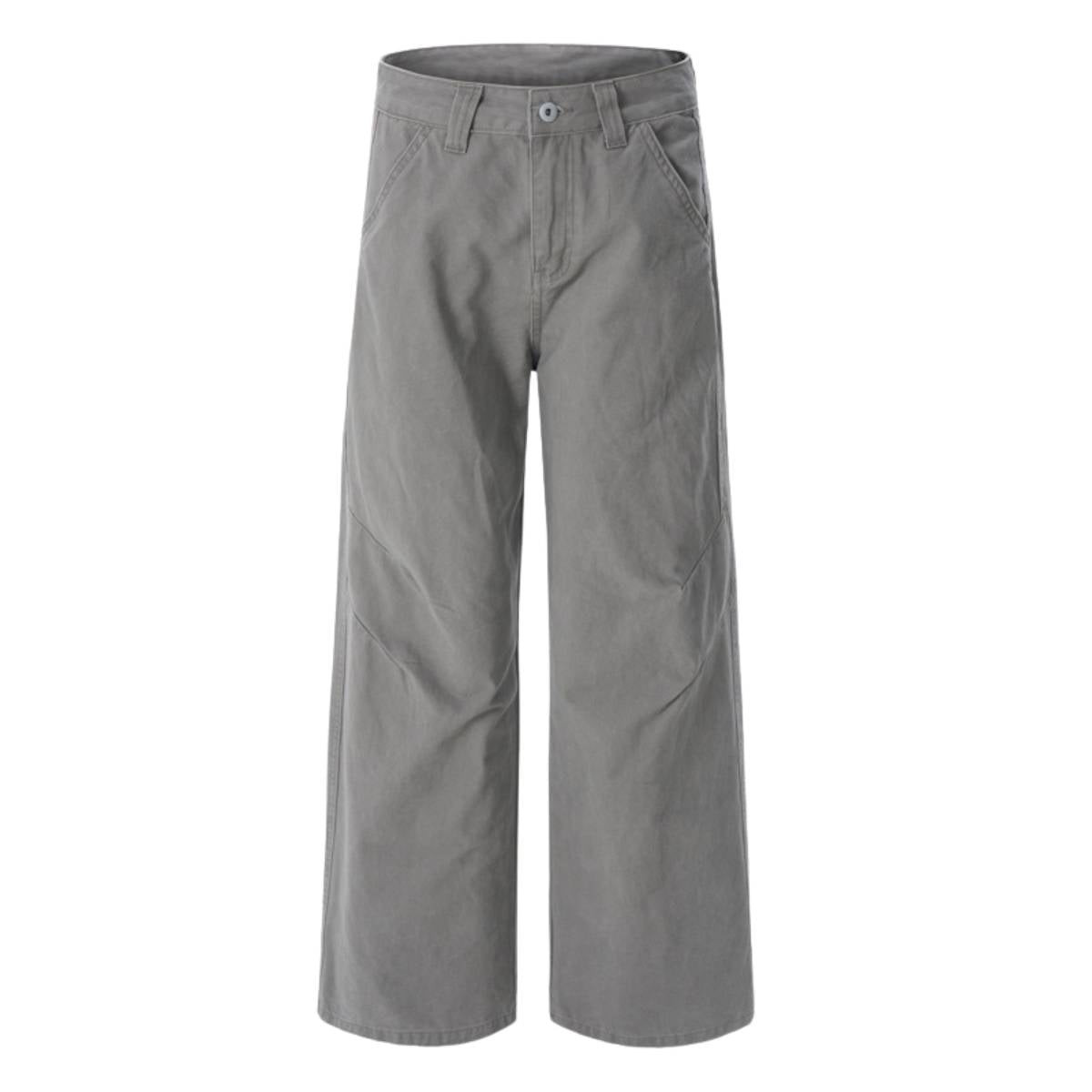 Pantalones de algodón con pierna ancha y color liso