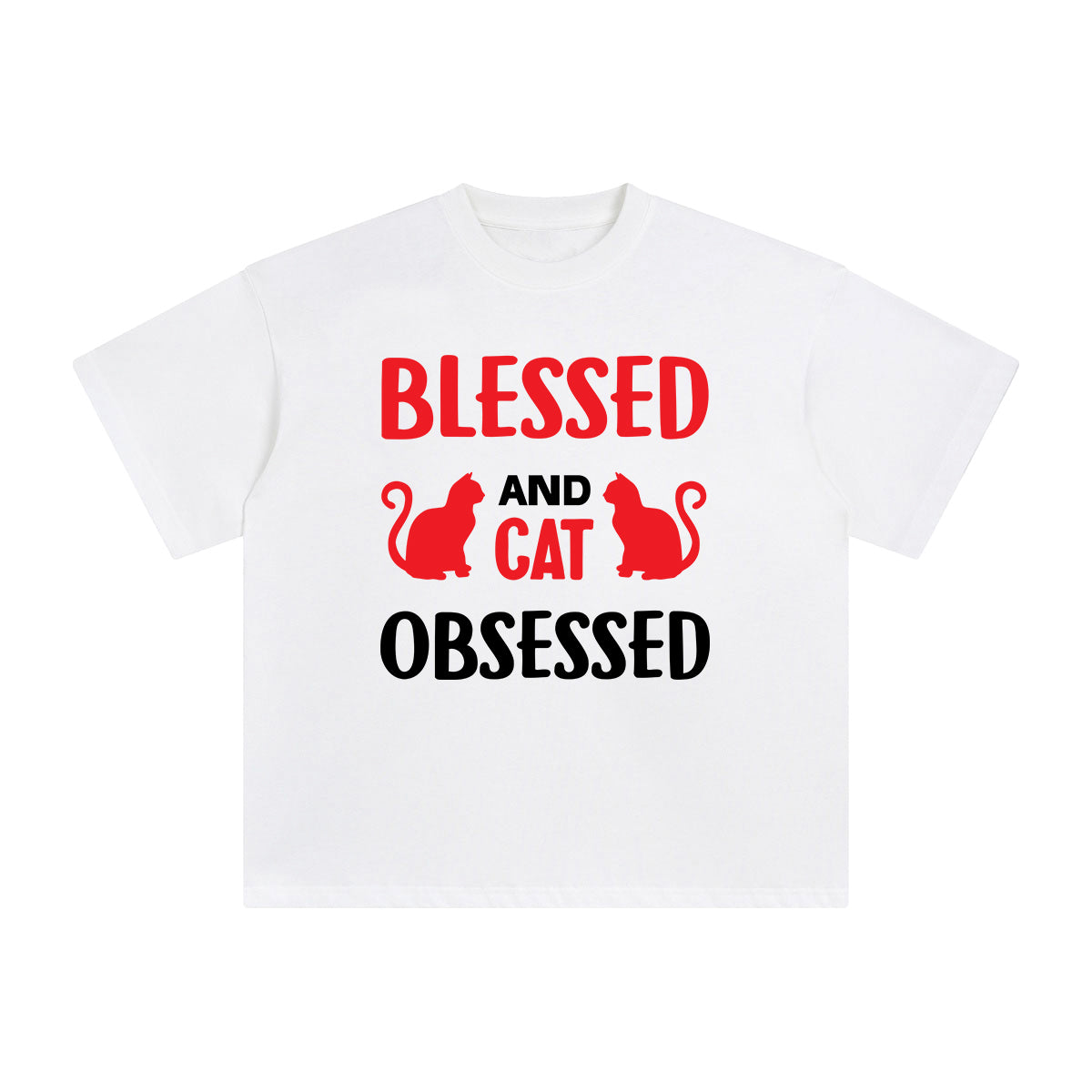 Blessed And Cat Obsessed Graphic Tee-INNBLAC Fashion Apparel